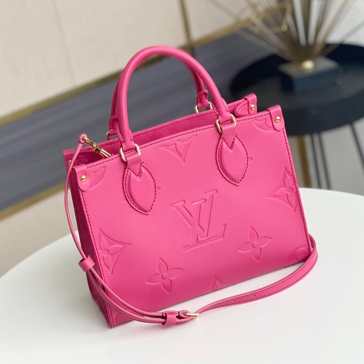 ONTHEGO MM 35CM CUIR DE VACHE GRAINÉ ROSE GAUFRÉ