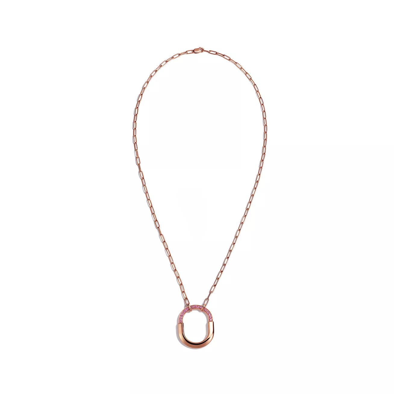 LOCK MEDIUM PENDANT PINK DIAMOND ROSE GOLD NECKLACE