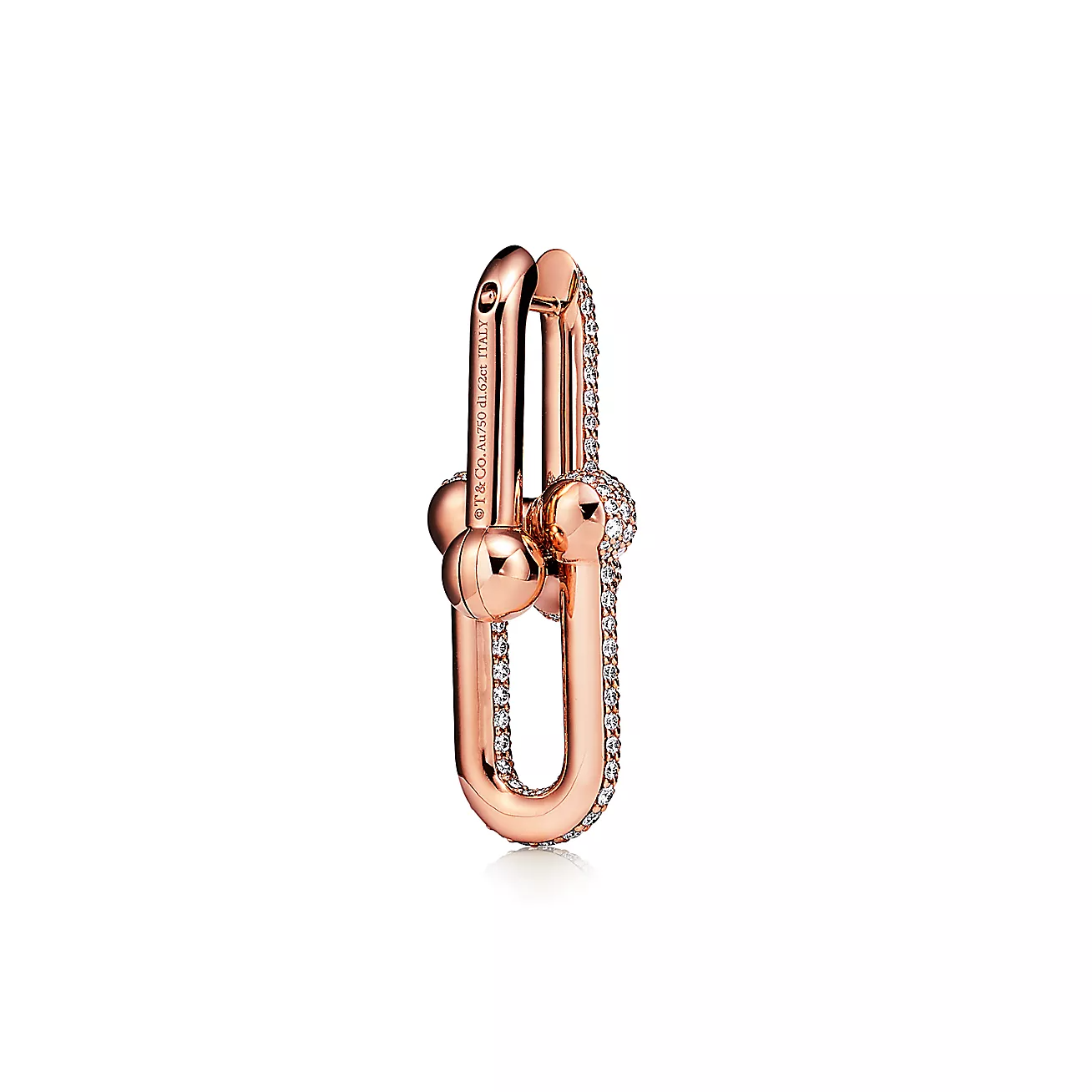 LARGE LINK EARRINGS ROSE GOLD WITH PAVED DIAMONDS