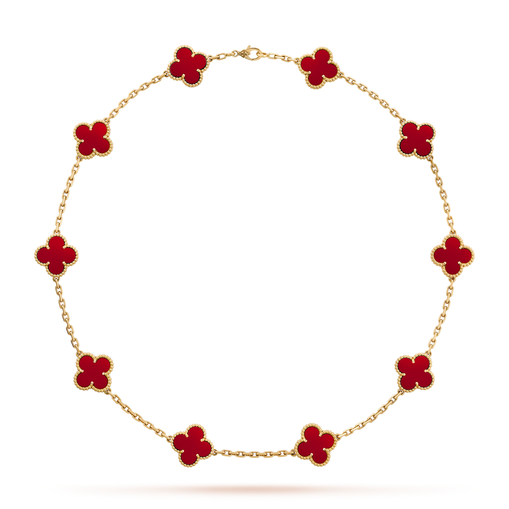 CLOVER 10 MOTIFS CARNELIAN NECKLACE