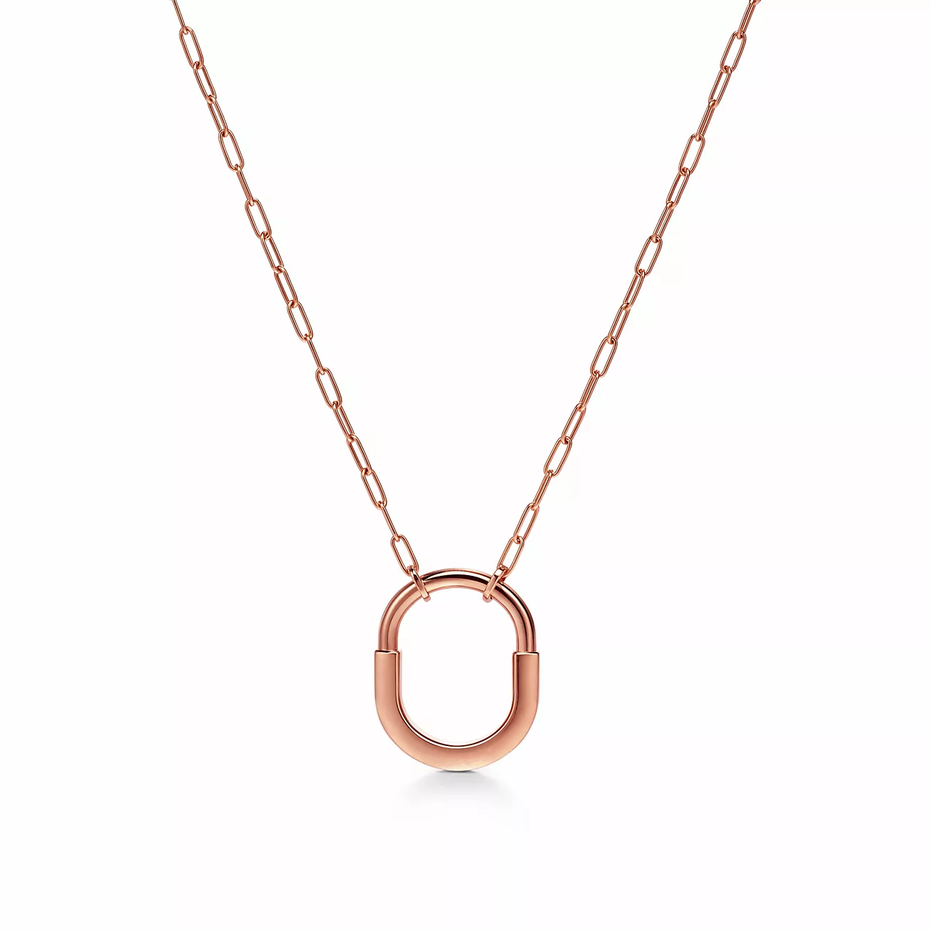 LOCK MEDIUM PENDANT PINK DIAMOND ROSE GOLD NECKLACE