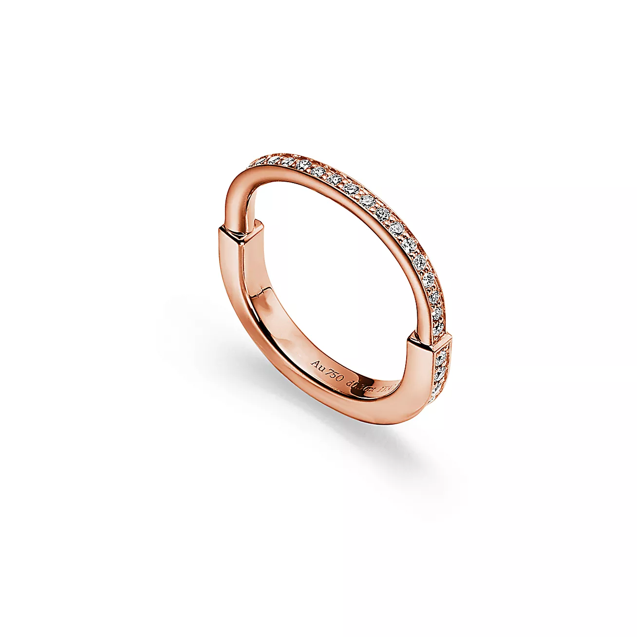 LOCK RING ROSE GOLD DIAMOND PAVED