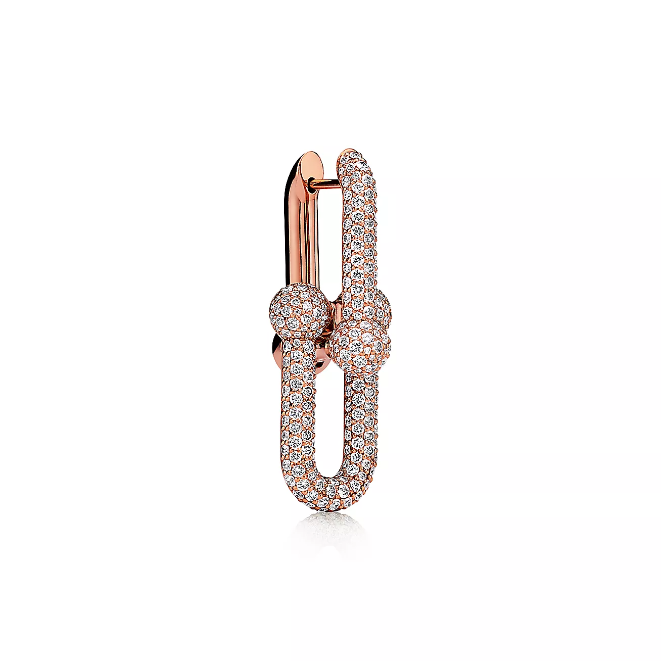 LARGE LINK EARRINGS ROSE GOLD WITH PAVED DIAMONDS