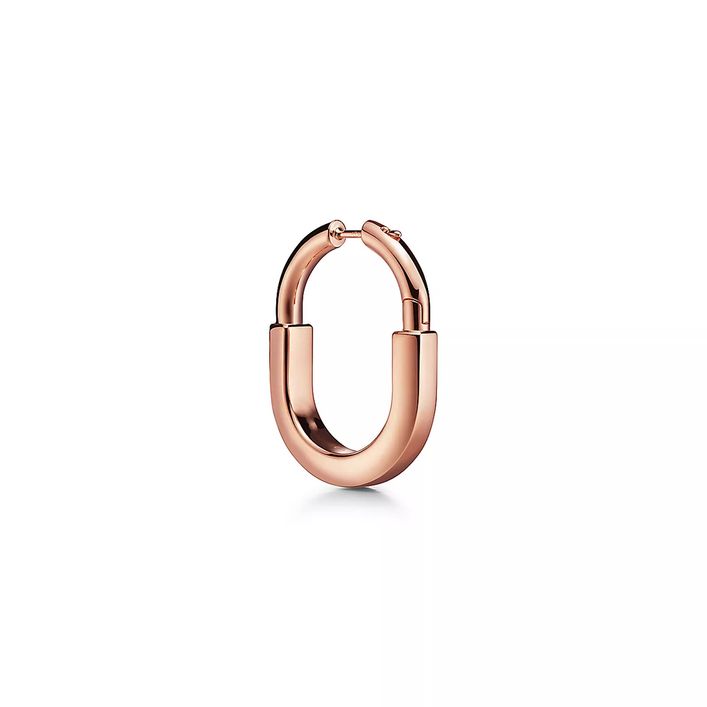 LOCK MEDIUM PINK DIAMOND ROSE GOLD EARRINGS