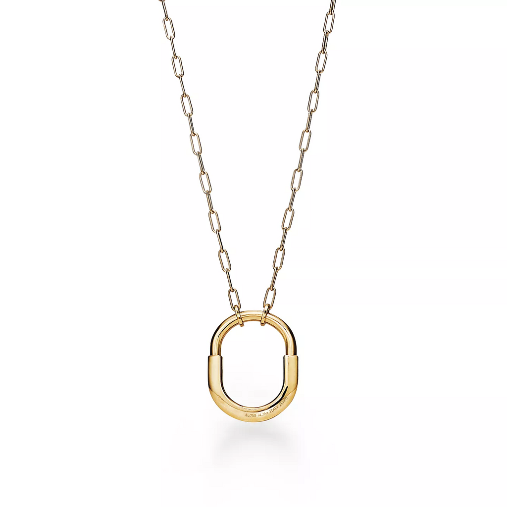 LOCK NECKLACE MEDIUM PENDANT GOLD PAVED DIAMONDS