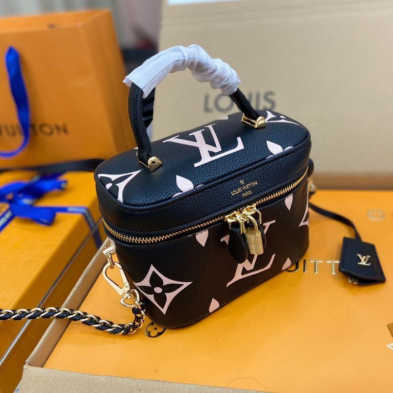 VANITY PM 19 CM NOIR BLANC MONOGRAMME EMPREINTE CUIR 
