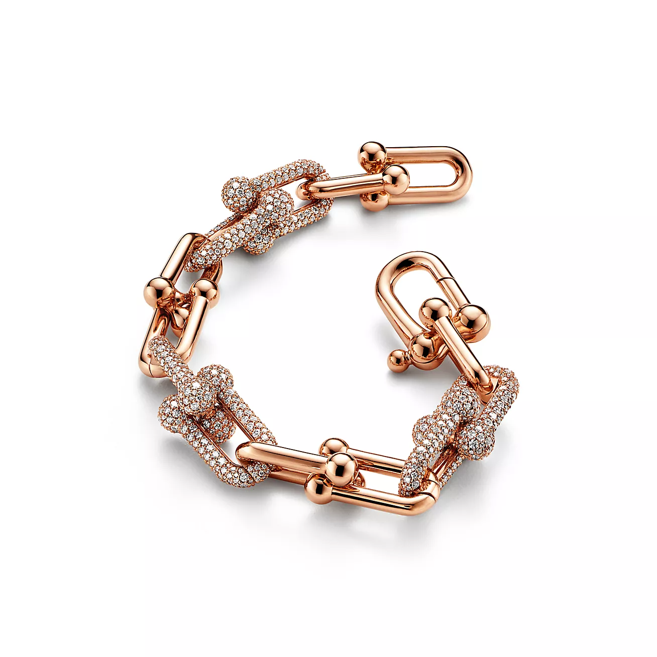 HARDWEAR LARGE LINK ROSE GOLD PAVED DIAMOND BRACELET
