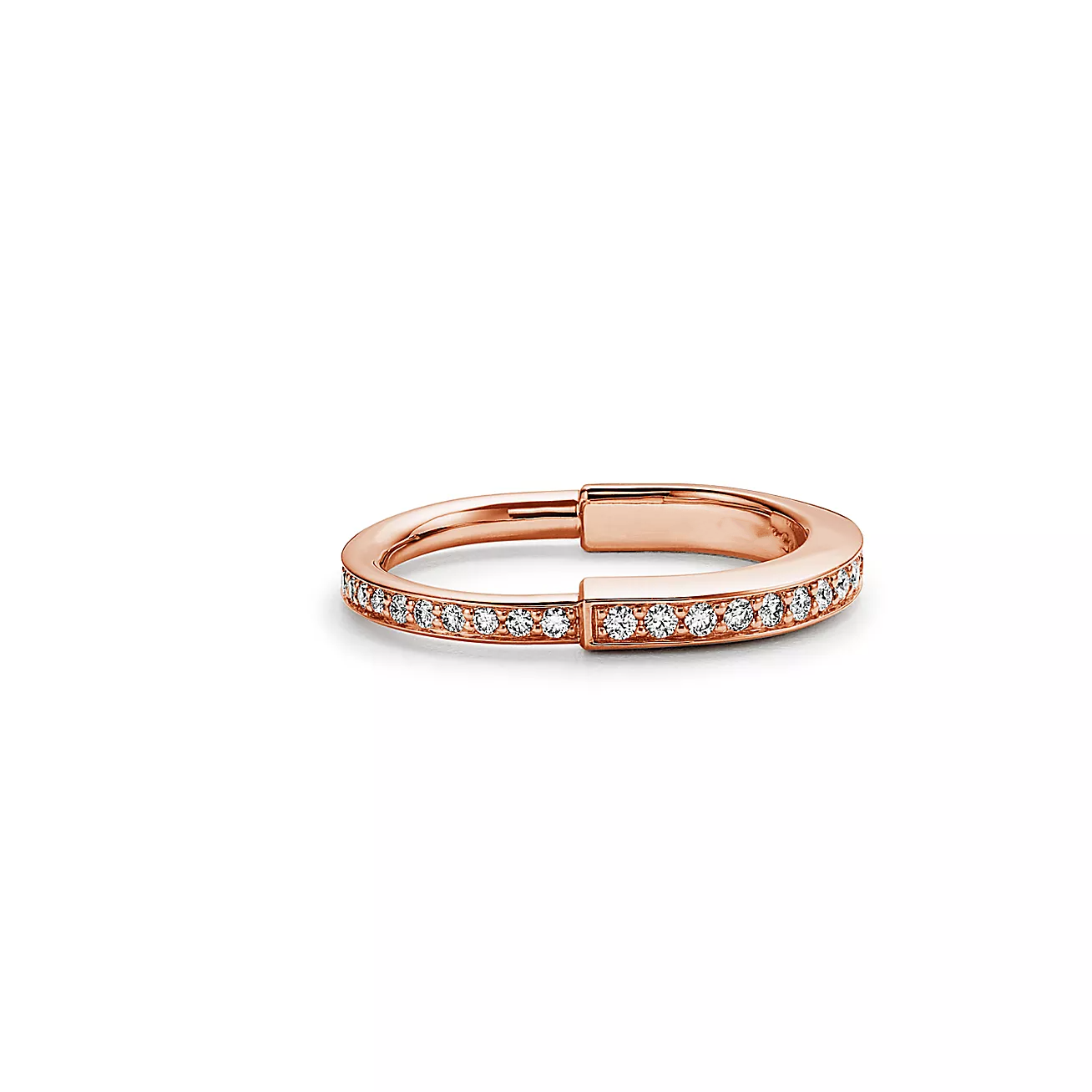 LOCK RING ROSE GOLD DIAMOND PAVED