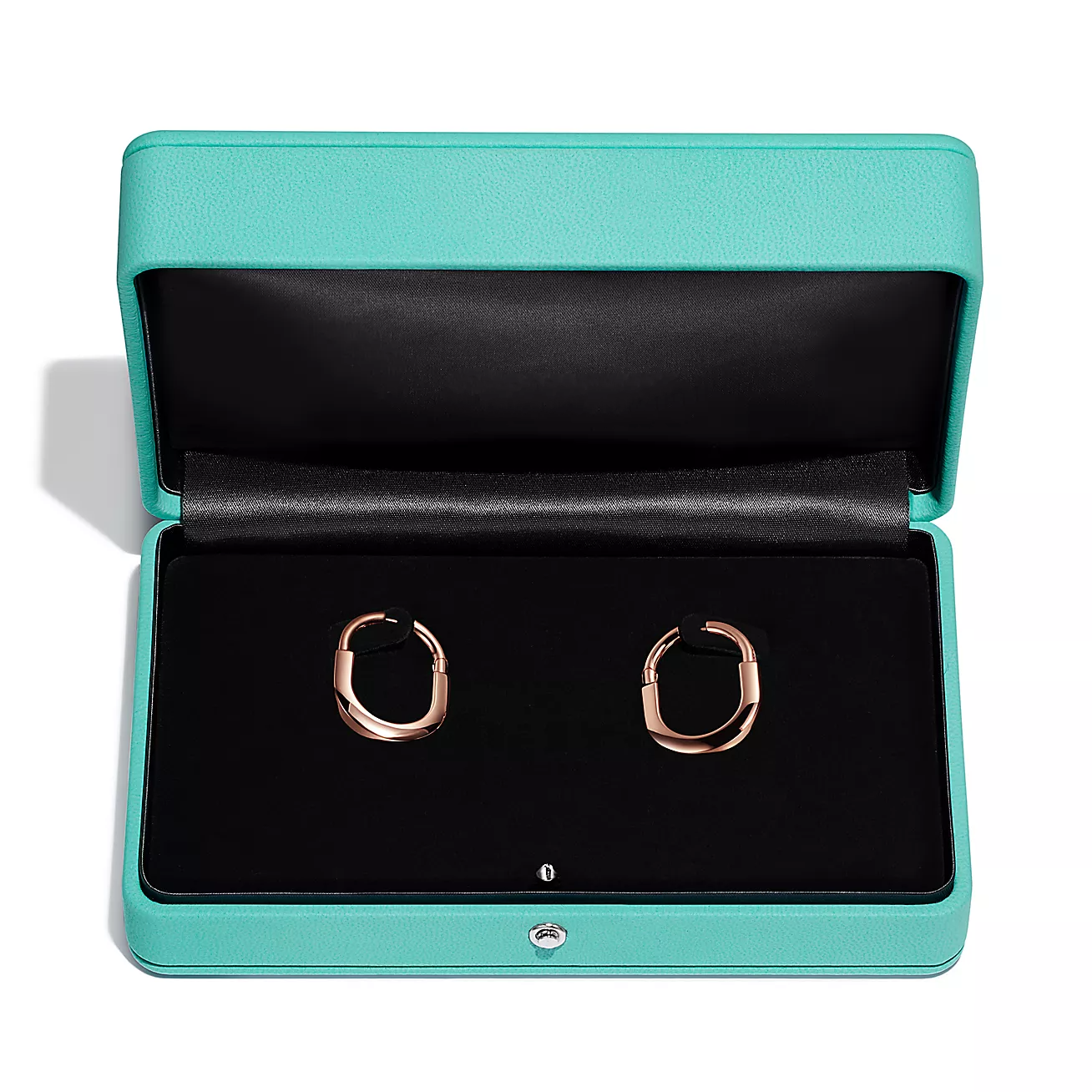 LOCK MEDIUM PINK DIAMOND ROSE GOLD EARRINGS