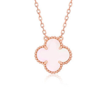 Collier Clover 15 mm en nacre rose à fleur unique