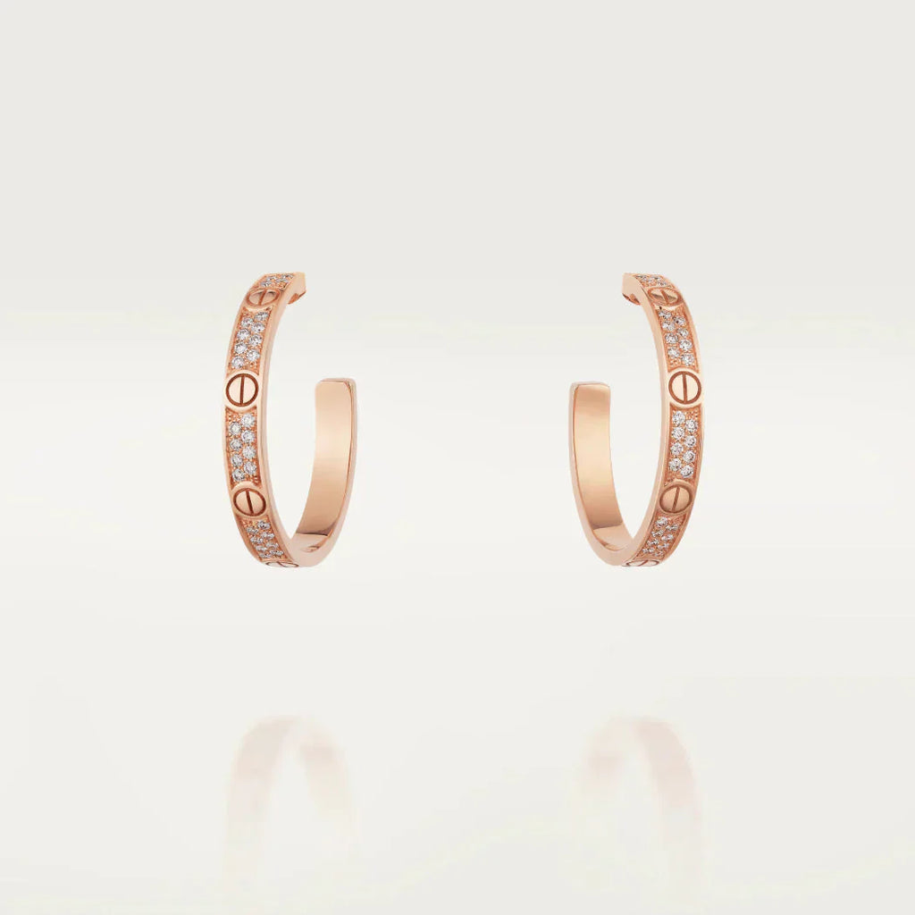 LOVE DIAMOND ROSE GOLD HOOP EARRINGS