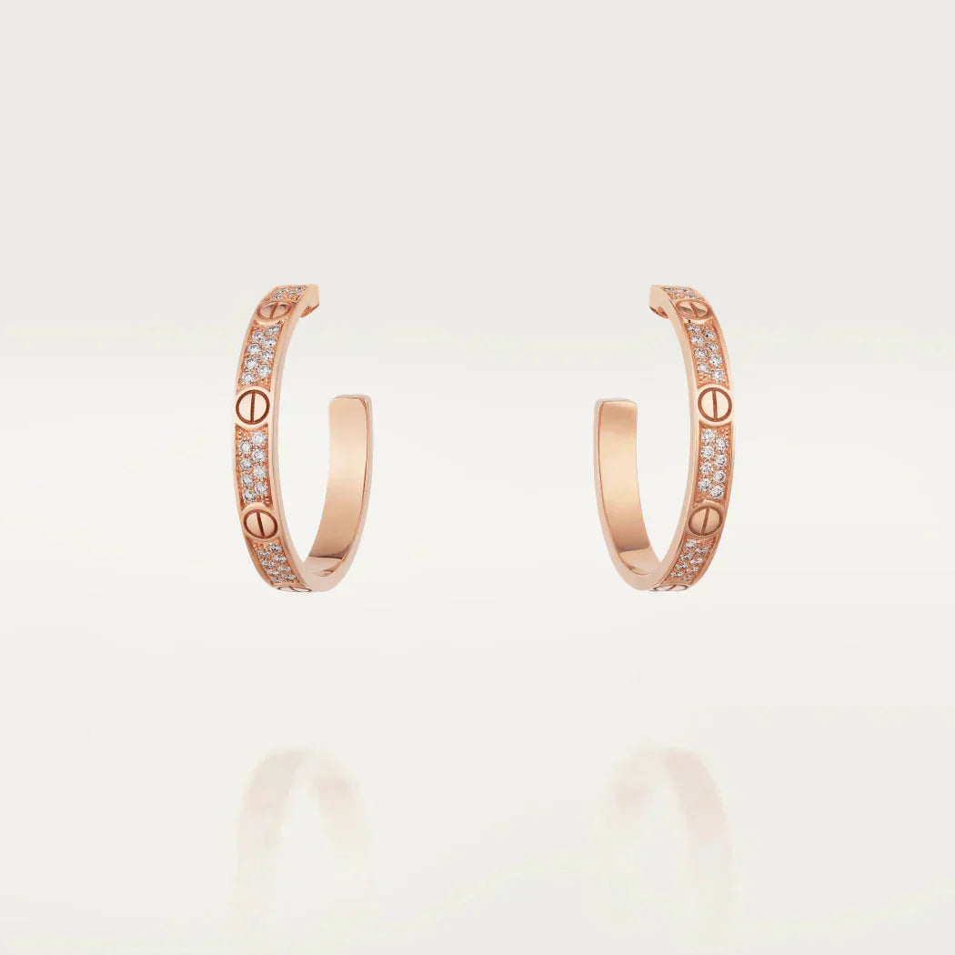LOVE DIAMOND ROSE GOLD HOOP EARRINGS