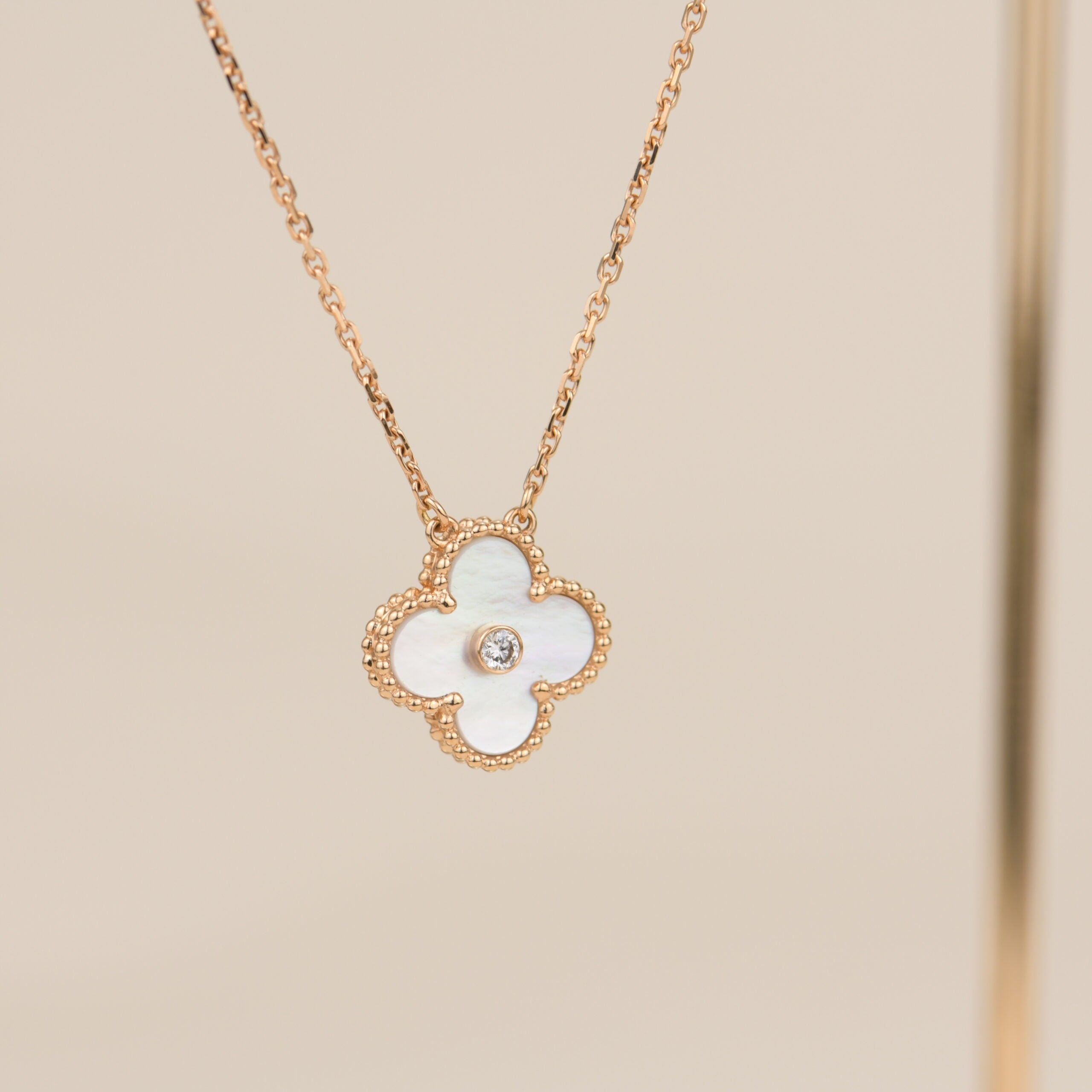COLLIER FRITILLAIRE BLANC DIAMANT CLOVER 15 MM