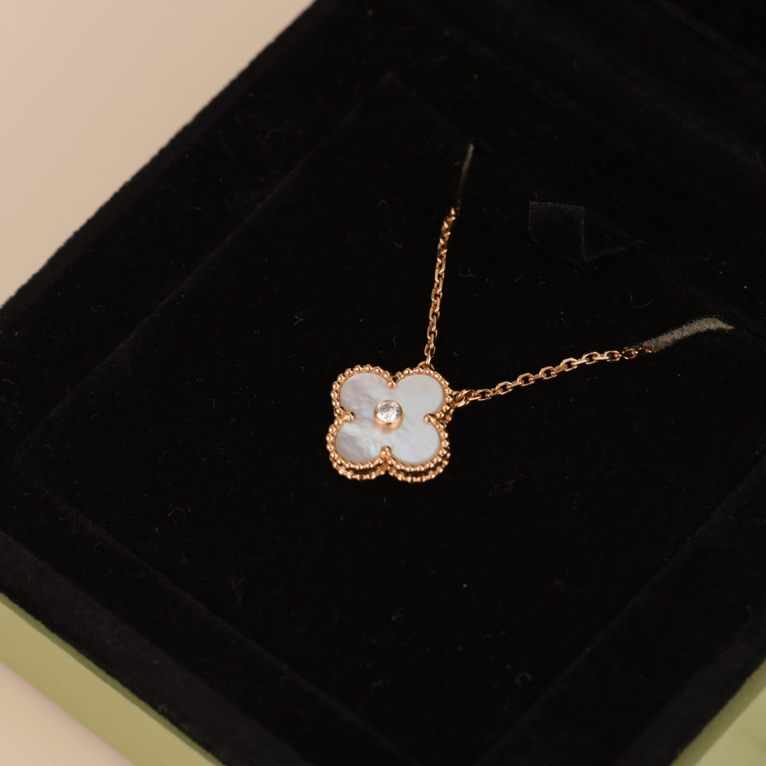 COLLIER FRITILLAIRE BLANC DIAMANT CLOVER 15 MM
