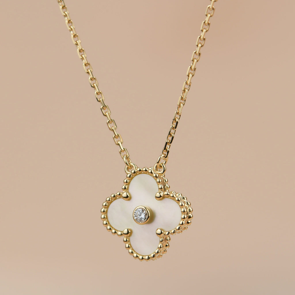 Collier Clover 15 mm en or et nacre