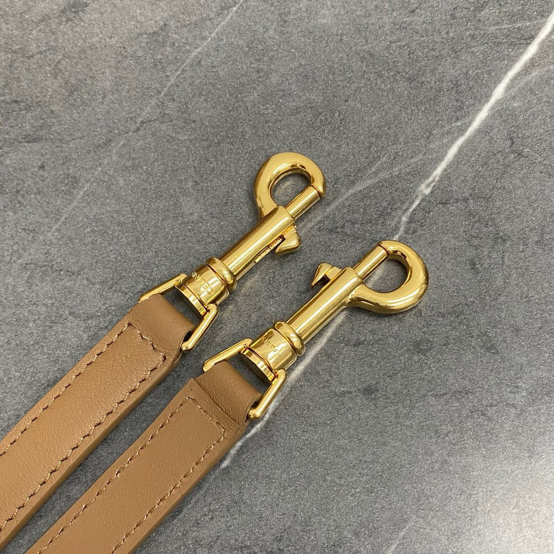 CELIN MEDIUM NINO 25CM CUIR DE VEAU MARRON ACIER DORÉ