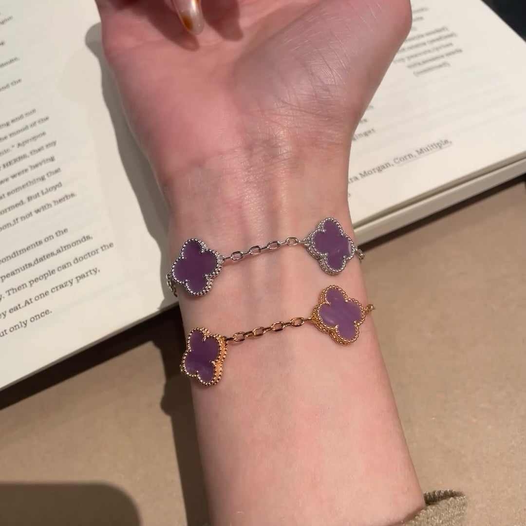 CLOVER  5 MOTIFS  PURPLE VIOLET BRACELET