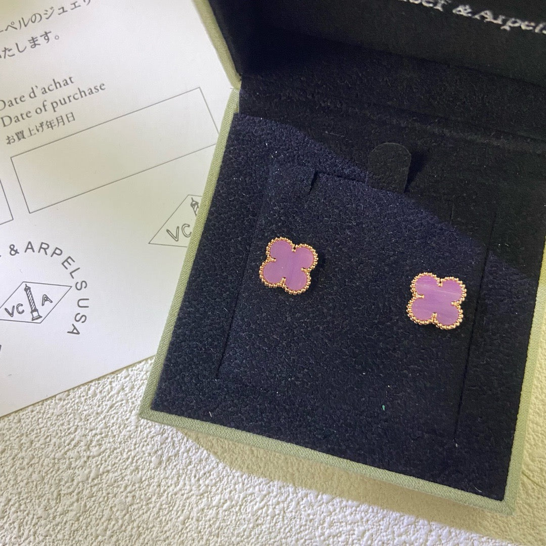 CLOVER MINI 9.5MM  PURPLE VIOLET EARRINGS