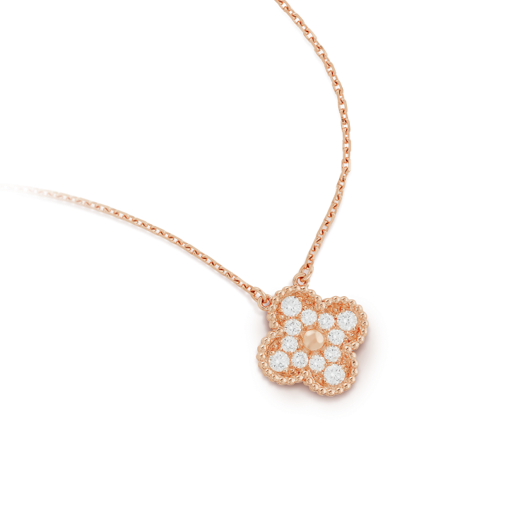 Collier Clover 15 mm avec une seule fleur en diamant