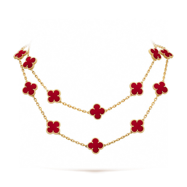 COLLIER CORNALINE 20 MOTIFS TRÈFLE