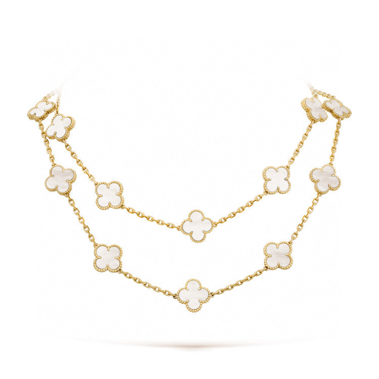 COLLIER CLOVER 20 MOTIFS NACRE BLANCHE
