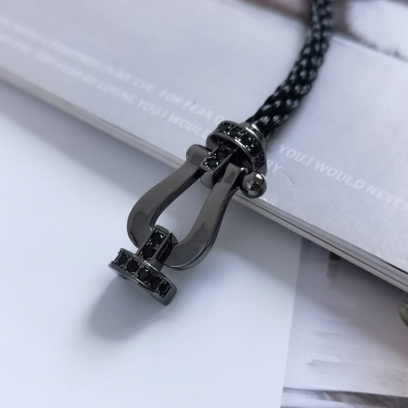 FORCE LARGE SERIES HORSESHOE BLACK SAMURAI BRACELET