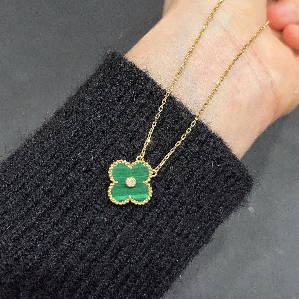 COLLIER CLOVER 15 MM DIAMANT TURQUOISE