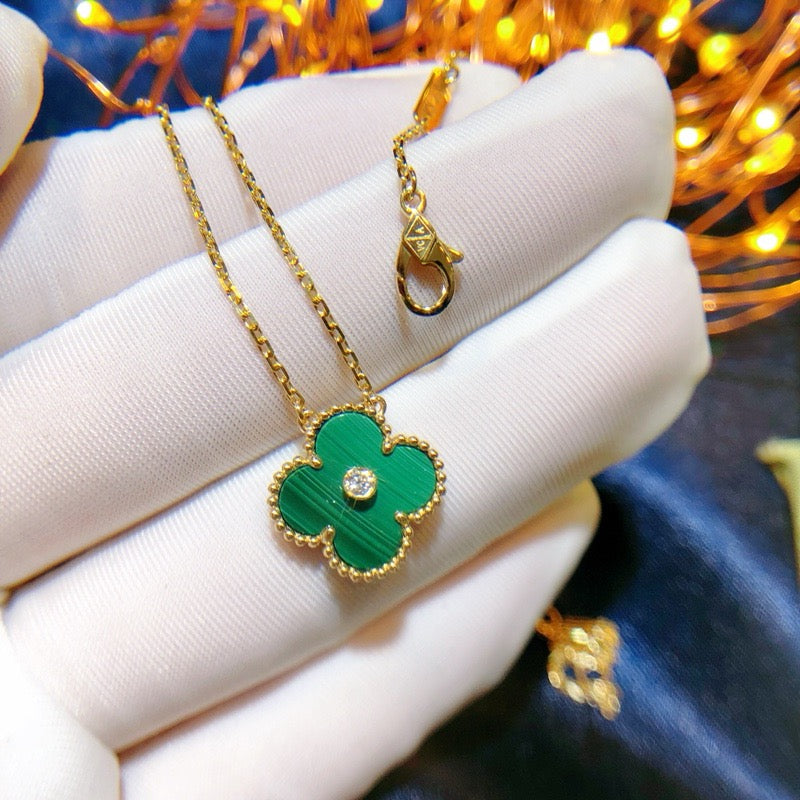 COLLIER CLOVER 15 MM DIAMANT TURQUOISE
