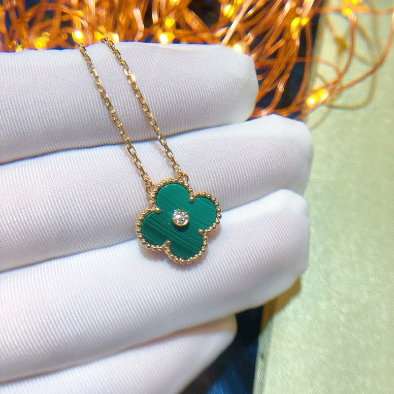 COLLIER CLOVER 15 MM DIAMANT TURQUOISE