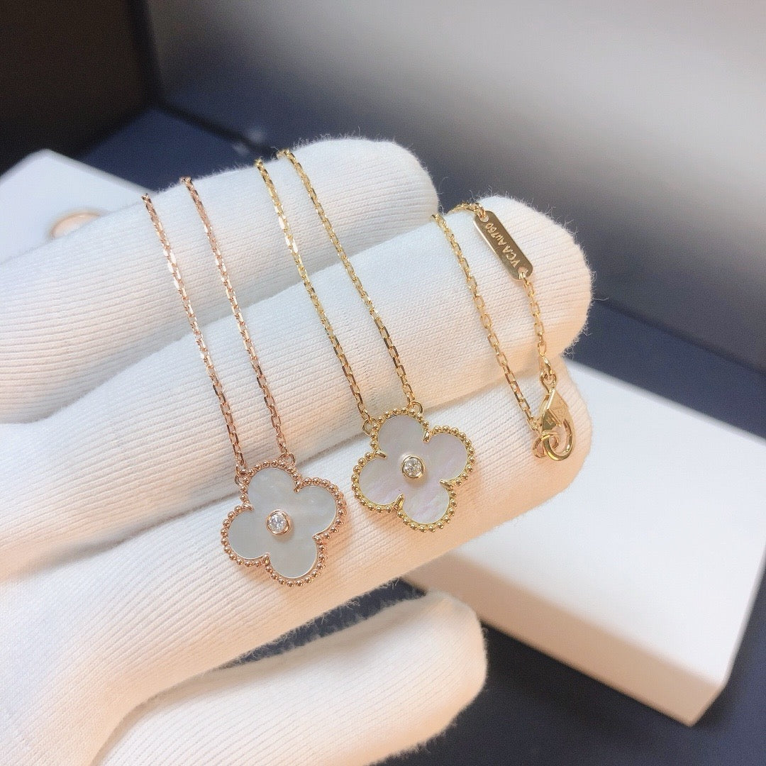 COLLIER FRITILLAIRE BLANC DIAMANT CLOVER 15 MM