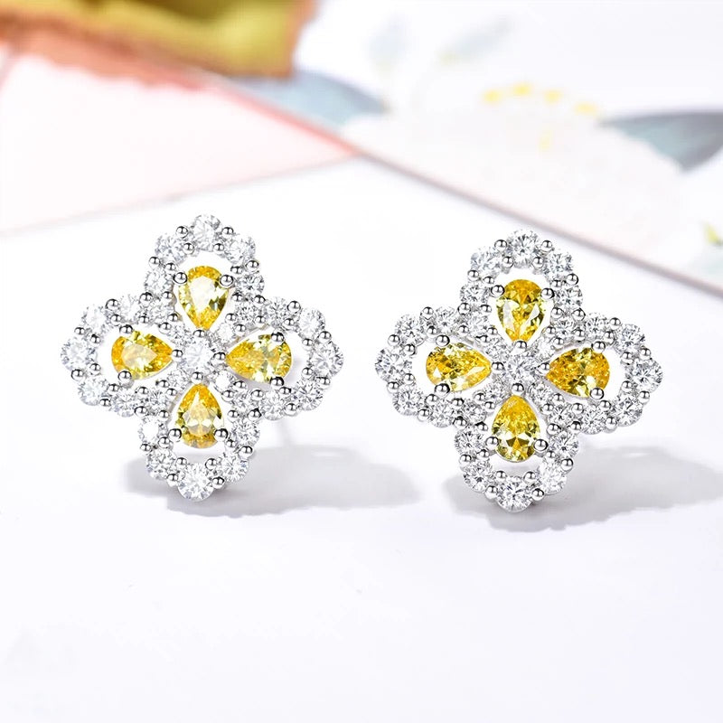 LOOP EARRINGS FULL MOTIF DIAMOND 16MM SILVE