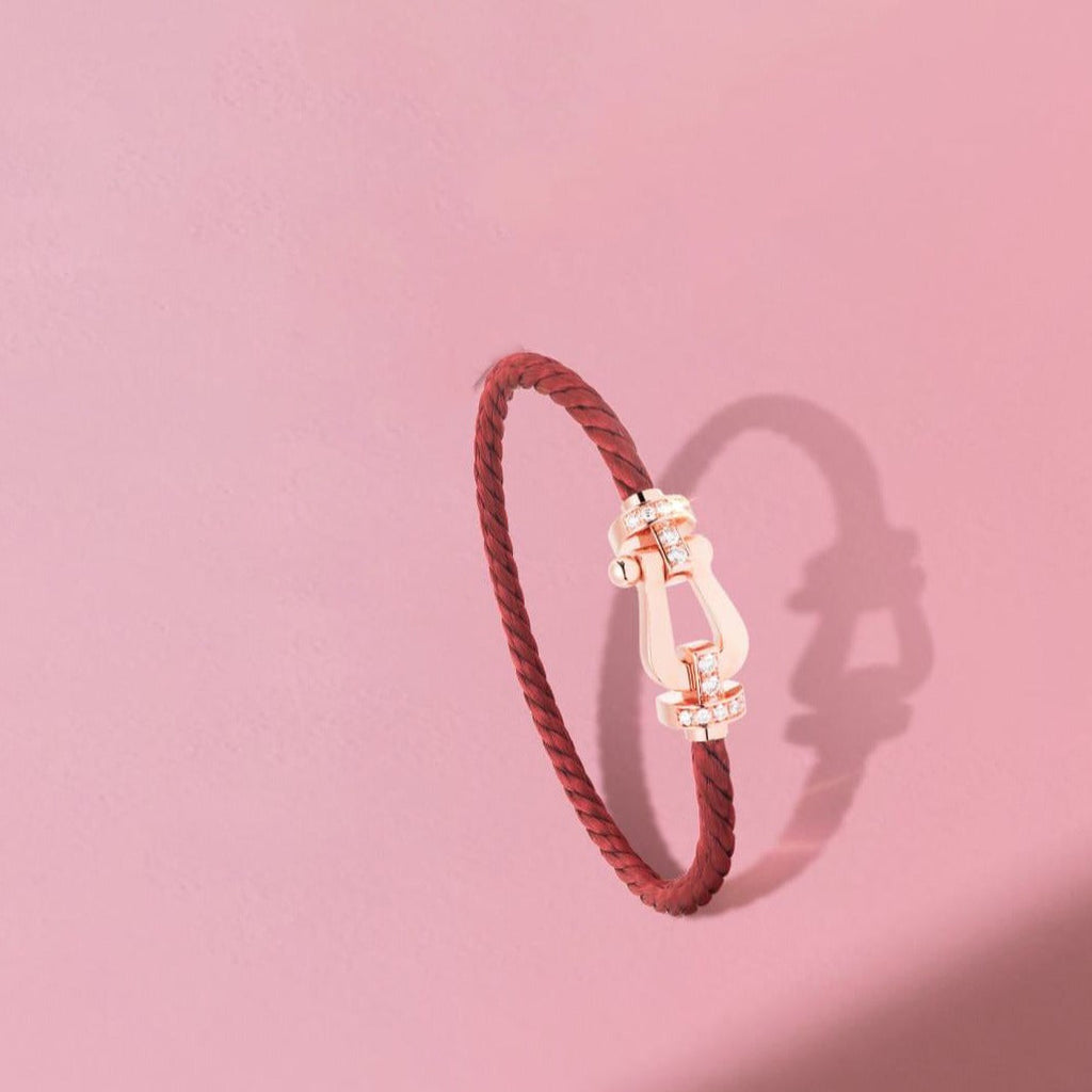 FORCE 10 HALF DIAMOND ROSE GOLD RED CORDERI LARGE AND MEDIUM MODEL