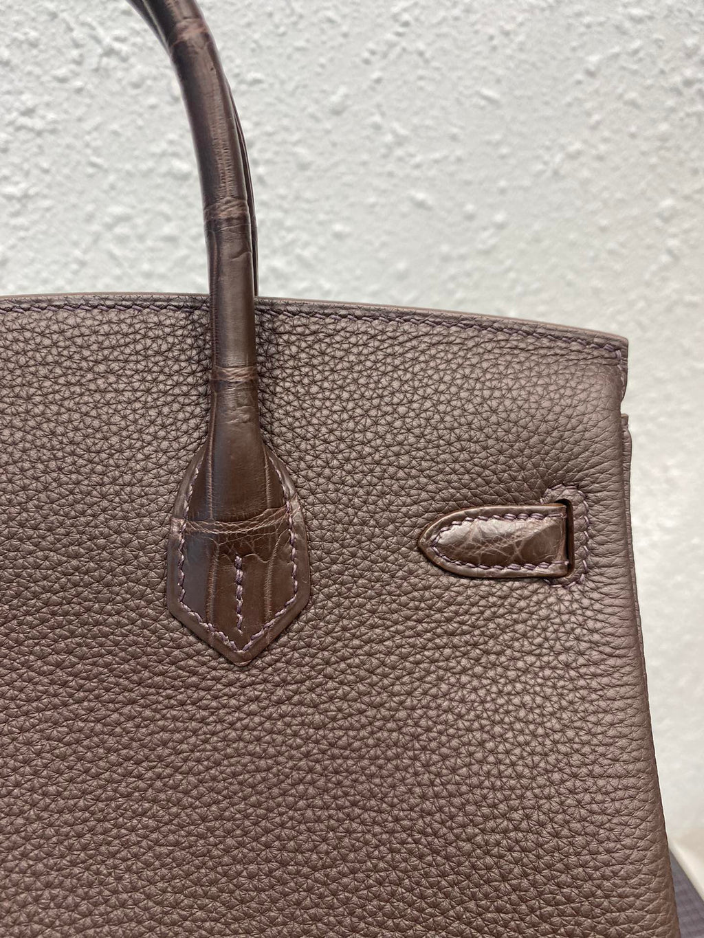 Sac HM Birkin 25 cm en cuir de crocodile et Togo, finition argent
