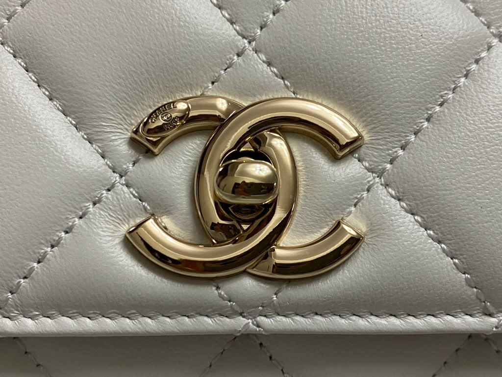 CC TRENDY 20CM CUIR D'AGNEAU BLANC QUINCAILLERIE DORÉ