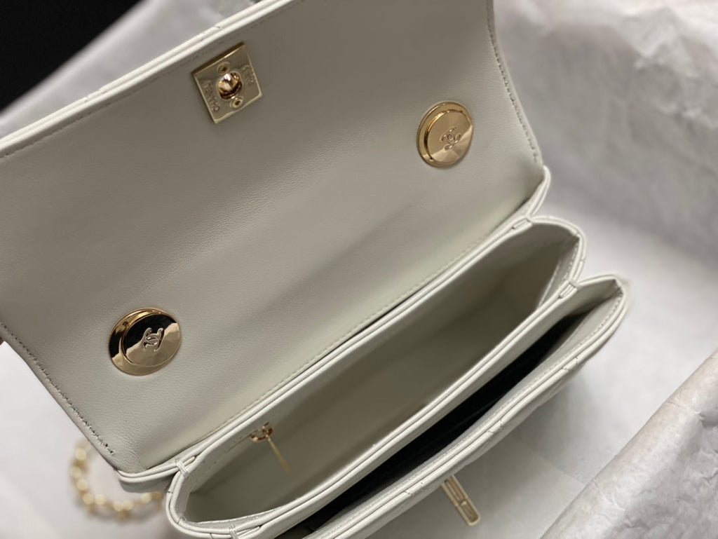CC TRENDY 20CM CUIR D'AGNEAU BLANC QUINCAILLERIE DORÉ
