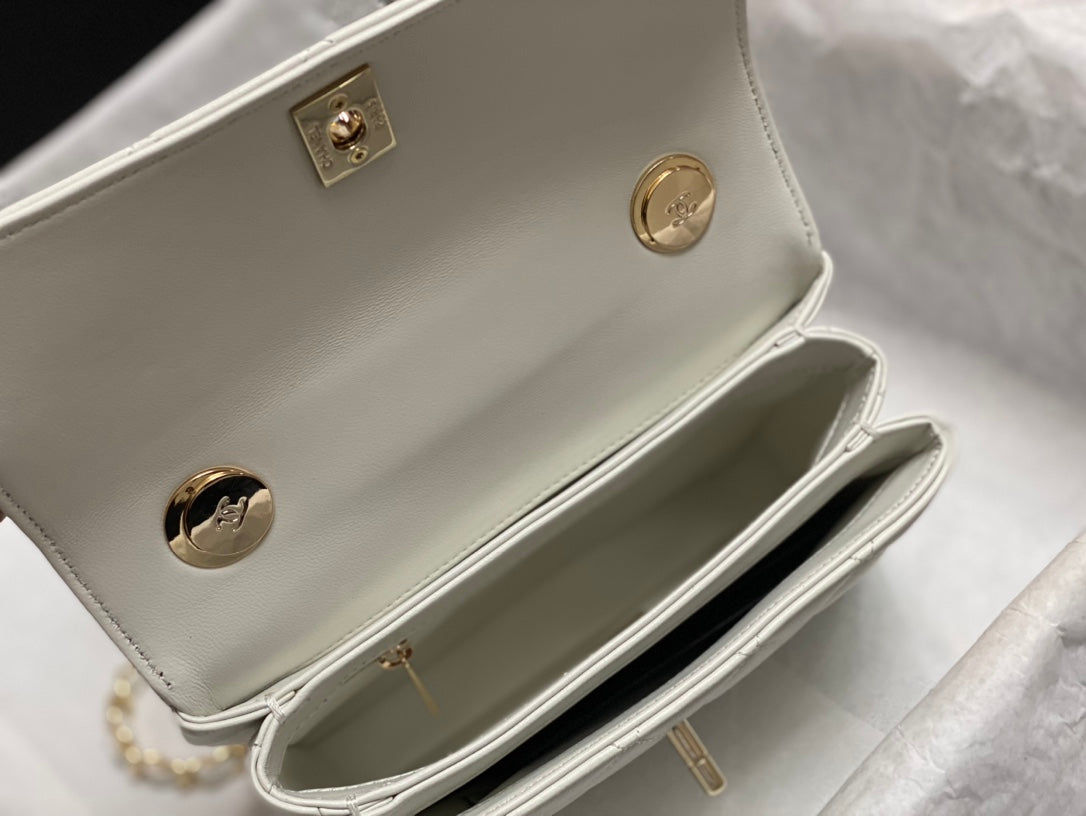 CC TRENDY 20CM CUIR D'AGNEAU BLANC QUINCAILLERIE DORÉ