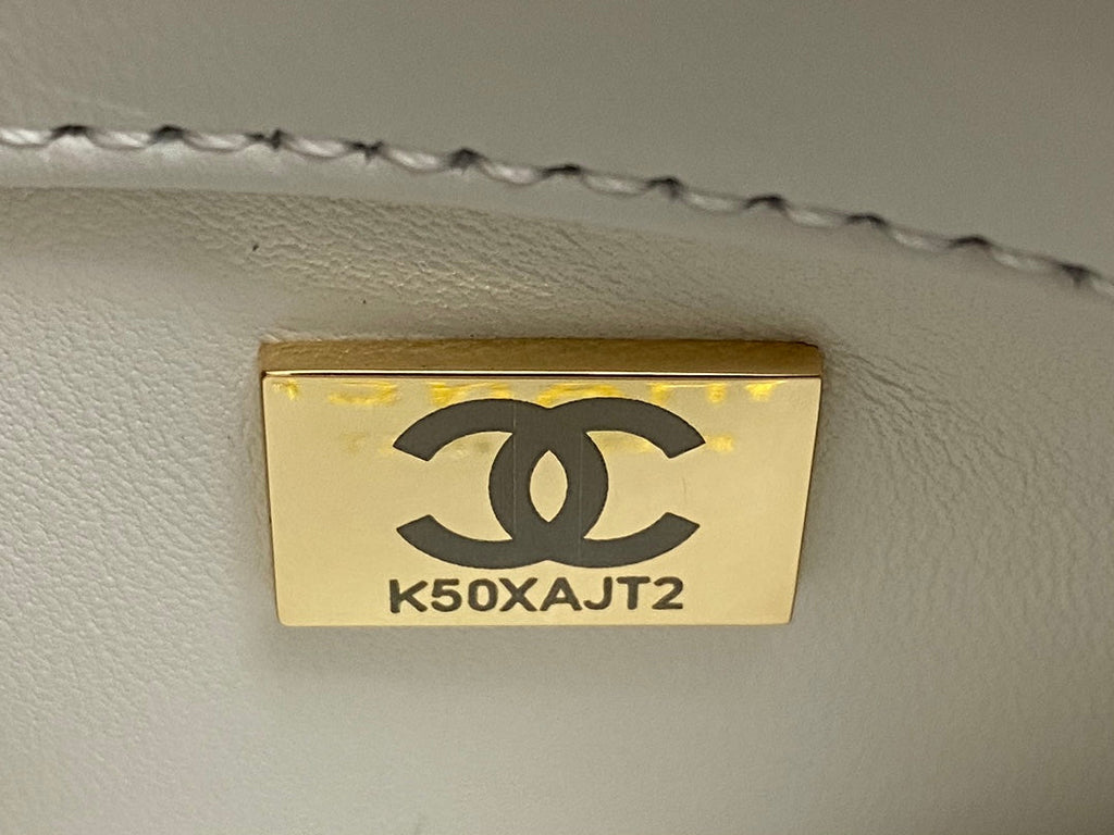 CC TRENDY 20CM CUIR D'AGNEAU BLANC QUINCAILLERIE DORÉ