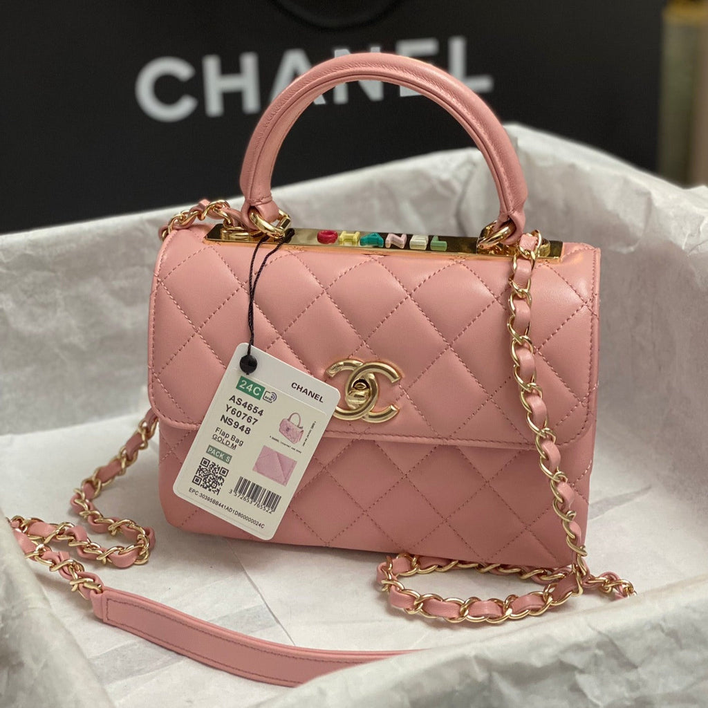 CC TRENDY 20CM CUIR D'AGNEAU ROSE QUINCAILLERIE DORÉ