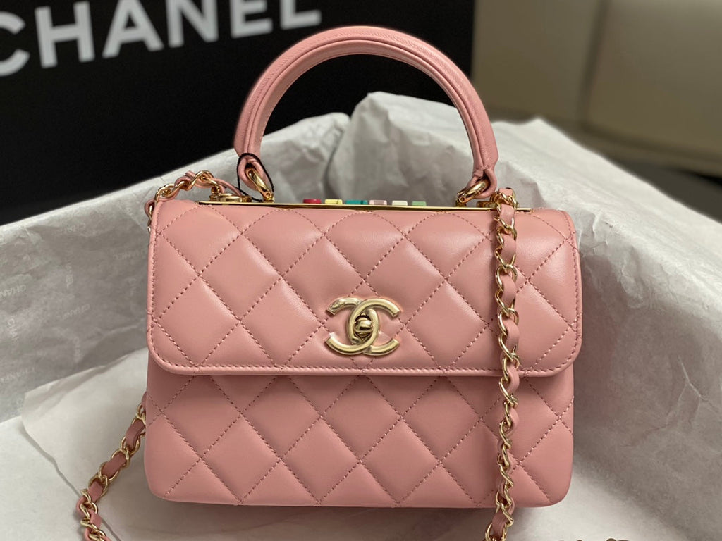 CC TRENDY 20CM CUIR D'AGNEAU ROSE QUINCAILLERIE DORÉ