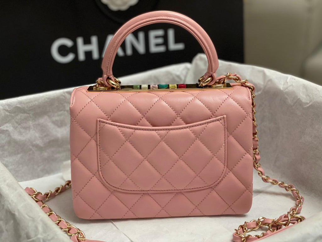 CC TRENDY 20CM CUIR D'AGNEAU ROSE QUINCAILLERIE DORÉ