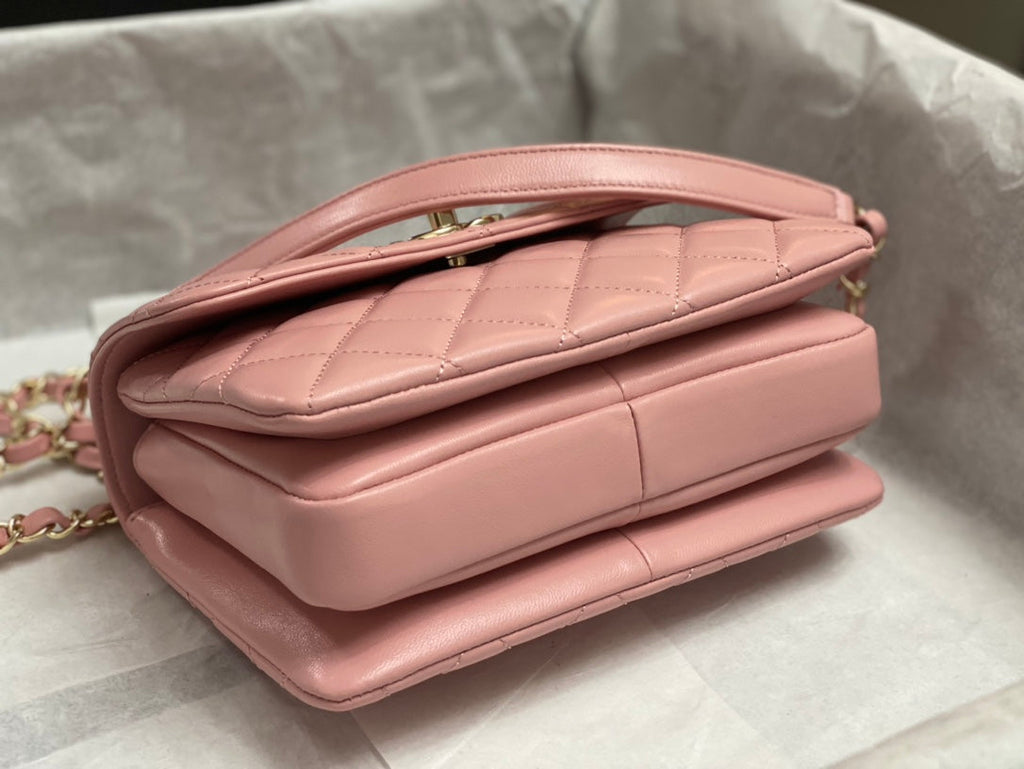 CC TRENDY 20CM CUIR D'AGNEAU ROSE QUINCAILLERIE DORÉ