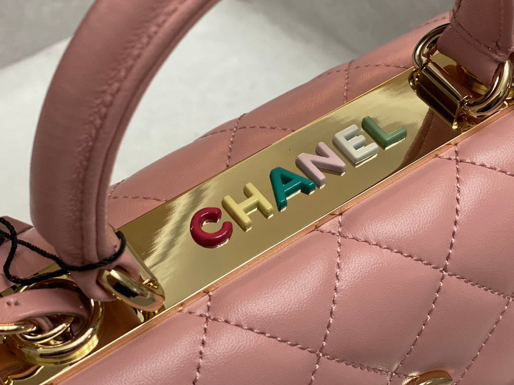 CC TRENDY 20CM CUIR D'AGNEAU ROSE QUINCAILLERIE DORÉ