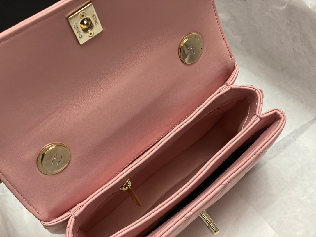 CC TRENDY 20CM CUIR D'AGNEAU ROSE QUINCAILLERIE DORÉ