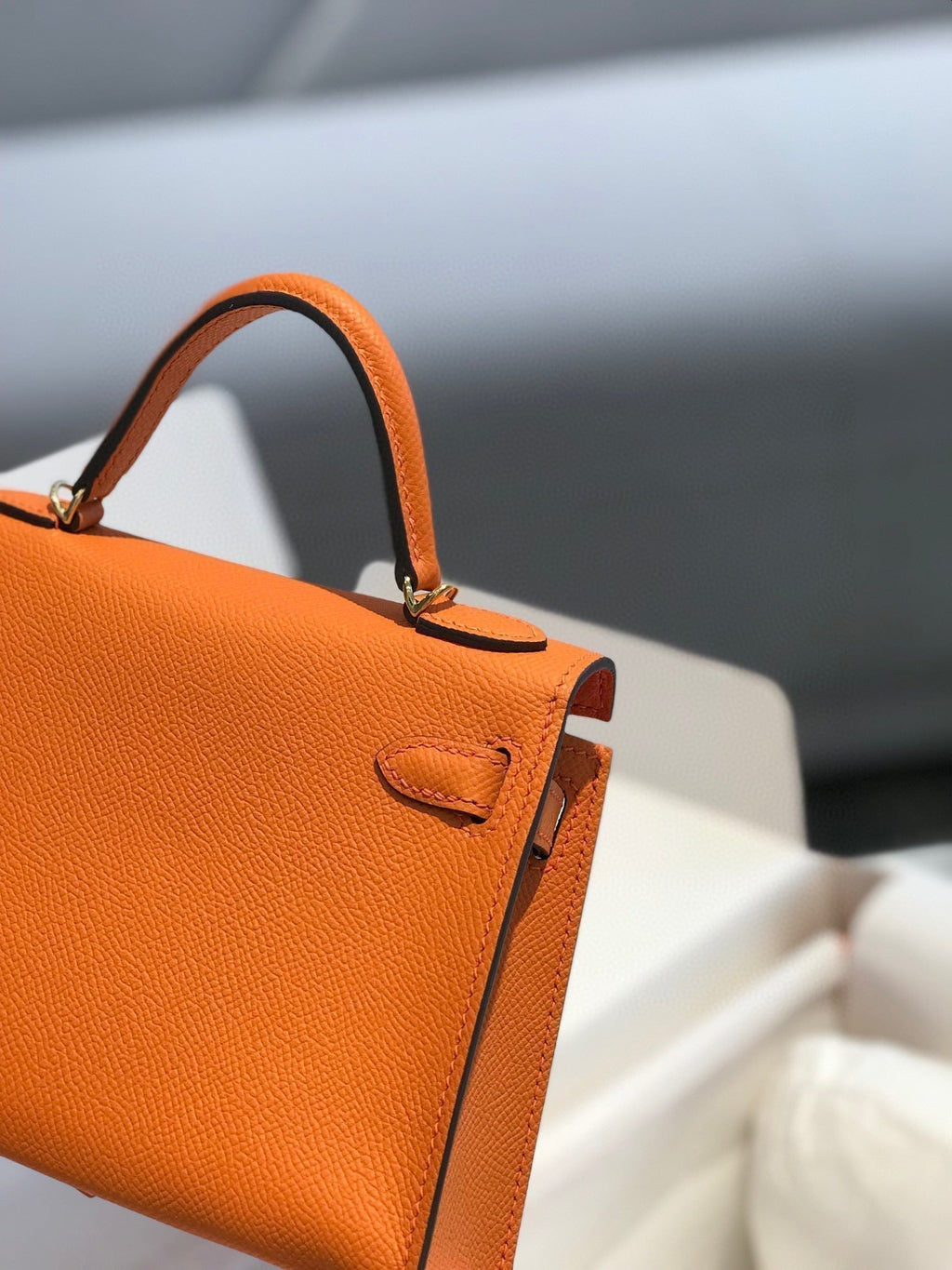 HM KELLY MINI 20 ORANGE EPSOM QUINCAILLERIE OR