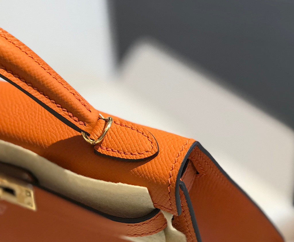 HM KELLY MINI 20 ORANGE EPSOM QUINCAILLERIE OR