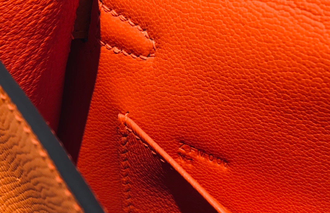 HM KELLY MINI 20 ORANGE EPSOM QUINCAILLERIE OR