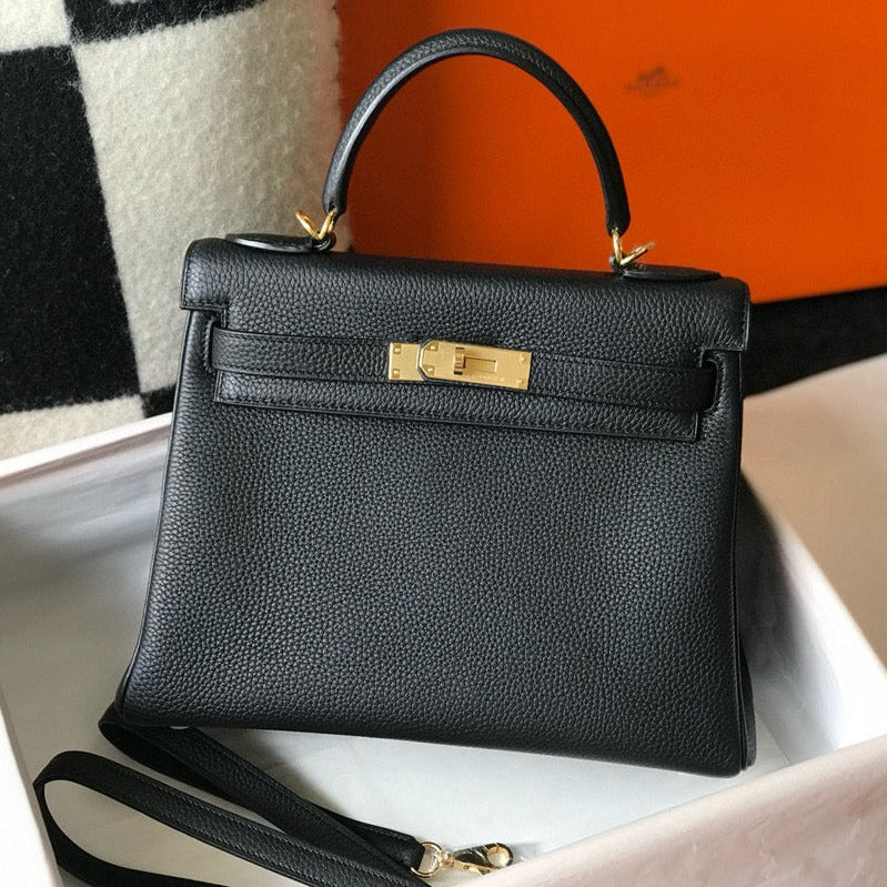 HM ケリー 28cm ブラック トーゴ ゴールド金具