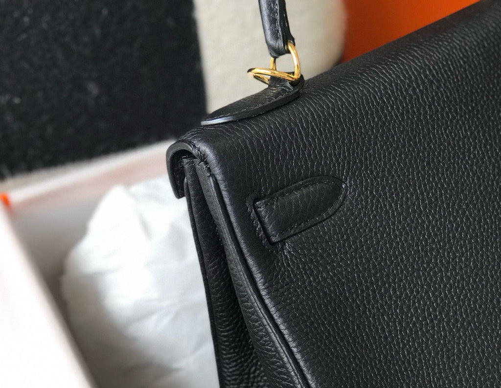 HM ケリー 28cm ブラック トーゴ ゴールド金具