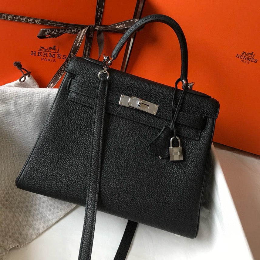 HM KELLY 28CM NOIR TOGO QUINCAILLERIE ARGENTÉE