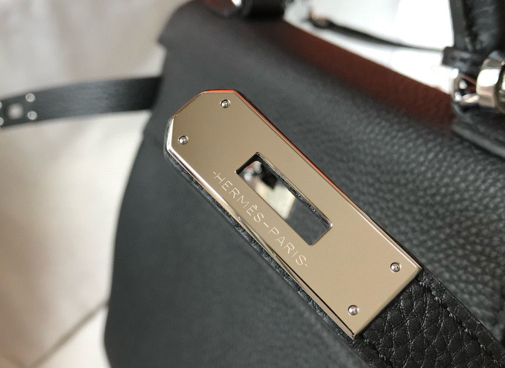 HM KELLY 28CM NOIR TOGO QUINCAILLERIE ARGENTÉE